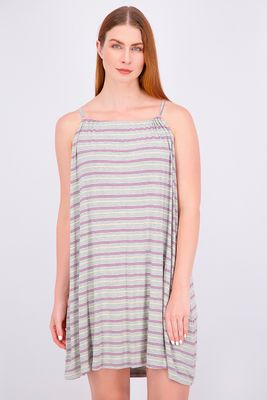 Womens Ultra-Soft Nightgown Double Bright Stripe/Grey Womens Ultra-Soft Nightgown Double Bright Stripe/Grey