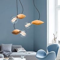 22 cm Pendant Lantern Design Pendant Light Wood Glass Painted Finishes Modern 110-120V 220-240V Lightinthebox - thumbnail