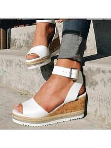 Plain Peep Toe Casual Date Wedge Sandals