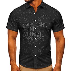 Men's Shirt 3D Print Graphic Prints Letter Button-Down Short Sleeve Street Tops Casual Fashion Classic Breathable Black Lightinthebox