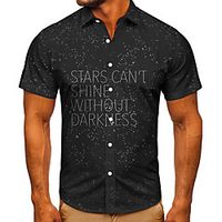 Men's Shirt 3D Print Graphic Prints Letter Button-Down Short Sleeve Street Tops Casual Fashion Classic Breathable Black Lightinthebox - thumbnail
