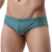 Sexy Bikini Brief Solid Color Jacquard Breathable Swimsuits for Men