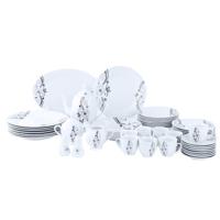 Royalford 49Pcs Floria Porcelain Dinner Set Floral Design RF9989, White