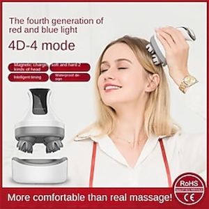 Electric Scalp Massager 4D Red And Blue Ray Massage Portable Rechargeable Head Massager With 4 Removable Massage Claws Waterproof Handheld Hair Scalp Scratcher For Full-Body Massage Hair Growth An Lightinthebox