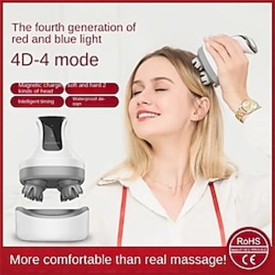 Electric Scalp Massager 4D Red And Blue Ray Massage Portable Rechargeable Head Massager With 4 Removable Massage Claws Waterproof Handheld Hair Scalp Scratcher For Full-Body Massage Hair Growth An Lightinthebox