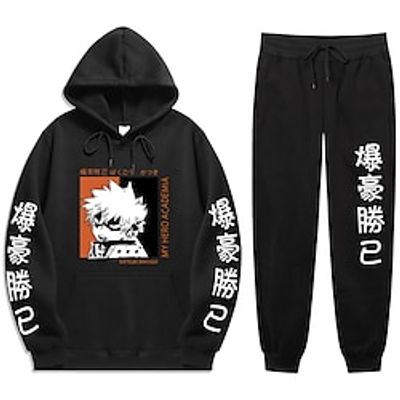 Inspired by My Hero Academia Katsuki Bakugo Hoodie Anime Cartoon Anime Harajuku Graphic Kawaii Pants For Men's Women's Unisex Adults' Hot Stamping 100% Polyester Lightinthebox