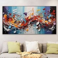 Abstract Music Notes Hand-painted Oil Painting Creative Fantasy Art Music Texture Painting Studio Home Decor Fine Gifts Modern Rolled Canvas (No Frame) miniinthebox - thumbnail