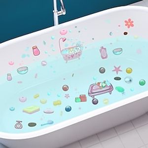 6pcs Cartoon Graphic Bathtub Sticker, Creative Shower Room Bathtub Sticker, Self-adhesive Removable Bathtub Wall Decals, Bathroom Toilet Decorative Adhesive Sticker, Bathroom Decor. Lightinthebox