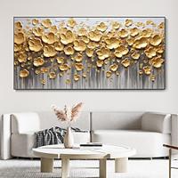 Hand painted Modern Best Gift Gold Flower Fashion Abstract Painting Handmade Knife Flower Oil Painting Canvas Paintings Wall Pictures Art Wall Artwork Lightinthebox