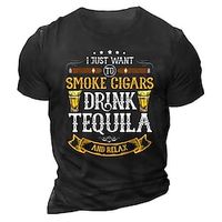 Men's Unisex T shirt 3D Print Graphic Prints Beer Letter Crew Neck Street Daily Print Short Sleeve Tops Casual Designer Big and Tall Papa T Shirts Green Black Gray Lightinthebox - thumbnail