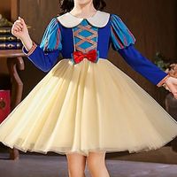 Kids Girls' Snow White Princess Costume Dress Color Block A Line Dress Performance Party Ruched Blue Long Sleeve Cute Beautiful Dresses Fall Winter Regular Fit 3-12 Years Lightinthebox - thumbnail