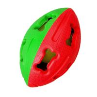 Miss Bear Colorful Hollow-Out Concave Rugby Ball Dog Toy with LED Ball Green-Red - Medium Dogs