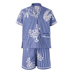 Steamed Sauna Stripes Printing Sleepwear Suits