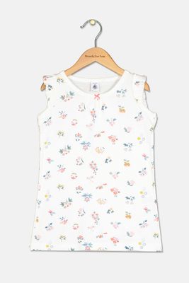 Toddler Girls Floral Ruffle Sleeve Dress  White Combo
