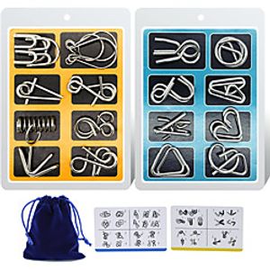 IQ Toys, IQ Test Mind Game Toys Brain Teaser Metal Wire Puzzles Magic Trick Toy,Metal Puzzle(16 Pack) miniinthebox