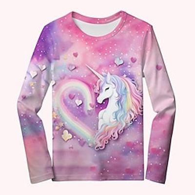 Girls' 3D Rainbow Unicorn Tee Shirt Pink Long Sleeve 3D Print Spring Fall Active Fashion Cute Polyester Kids 3-12 Years Crew Neck Outdoor Casual Daily Regular Fit miniinthebox Girls' 3D Rainbow Unicorn Tee Shirt Pink Long Sleeve 3D Print Spring Fall Active Fashion Cute Polyester Kids 3-12 Years Crew Neck Outdoor Casual Daily Regular Fit miniinthebox