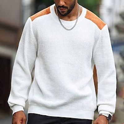 Men's Pullover Sweater Jumper Patch Sweater Jumper Ribbed Knit Regular Knit Color Block Crew Neck Modern Contemporary Work Daily Wear Clothing Apparel Winter White M L XL Lightinthebox Men's Pullover Sweater Jumper Patch Sweater Jumper Ribbed Knit Regular Knit Color Block Crew Neck Modern Contemporary Work Daily Wear Clothing Apparel Winter White M L XL Lightinthebox