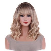14 Inches Blonde Wig for Women Girls Ash Blonde Wig Short Curly Wig Synthetic Wig with Bangs Ombre Blonde Wig for Daily Cosplay Party miniinthebox