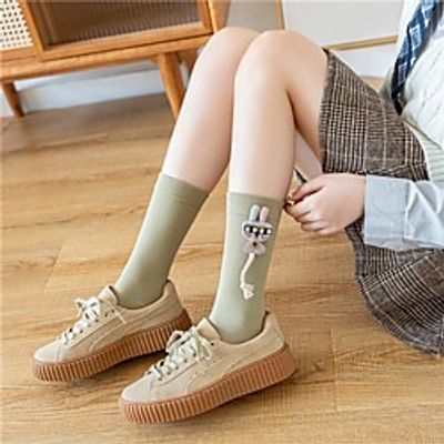 Fashion Comfort Women's Socks Solid Colored Casual Socks Medium Office  Career Black 1 1 Pair Lightinthebox