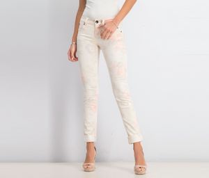 Womens Skinny Pants  Beige Floral