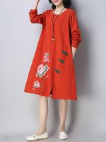 Embroidery Chinese Button Dress