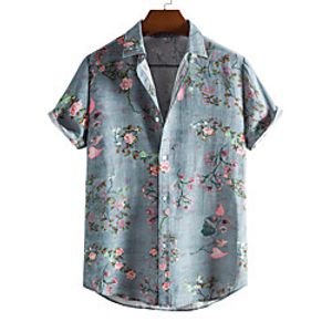 Men's Shirt Other Prints Letter Animal Print Short Sleeve Daily Tops Beach Boho Gray miniinthebox