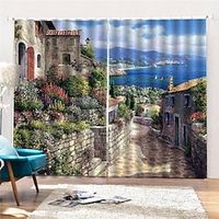 Beach Curtain Panels Grommet/Eyelet Curtain Drapes For Living Room Bedroom, Farmhouse Curtain for Kitchen Balcony Door Window Treatments Room Darkening miniinthebox - thumbnail