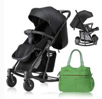 Teknum Stroller With Rocker With Green Diaper tote Bag- Black, CM_TKSN_STROKBKFDP1GR