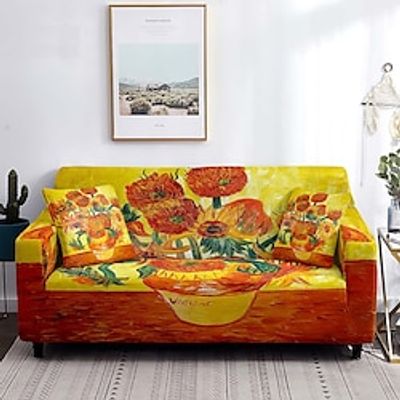 Van Gogh Sofa Cover Stretch Slipcovers Soft Durable Couch Cover 1 Piece Spandex Fabric Washable Furniture Protector fit Armchair Seat/Loveseat/Sofa/XL Sofa/L Shape Sofa miniinthebox