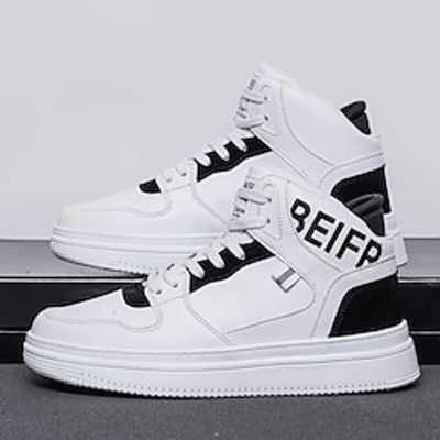 Men's Boots Skate Shoes White Shoes High Top Sneakers Sporty Casual Daily PU Warm Comfortable Booties / Ankle Boots Lace-up Black White Green Color Block Fall Winter miniinthebox Men's Boots Skate Shoes White Shoes High Top Sneakers Sporty Casual Daily PU Warm Comfortable Booties / Ankle Boots Lace-up Black White Green Color Block Fall Winter miniinthebox