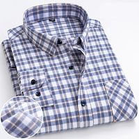 Male Work Shirt Black Dark Red Red Long Sleeve Stripes and Plaid Standing Collar All Seasons Company Party Office  Career Clothing Apparel Lightinthebox - thumbnail