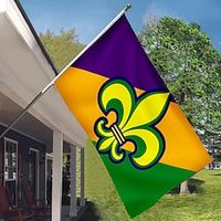 Mardi Gras Carnival Pole Flag Outdoor Patio Garden Flags Parade Banner Decor Party Supplies Lightinthebox - thumbnail