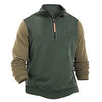 Men's Sweatshirt Quarter Zip Sweatshirt Army Green Standing Collar Plain Patchwork Drawstring Color Block Sports  Outdoor Daily Holiday Streetwear Basic Casual Spring   Fall Clothing Apparel Hoodies miniinthebox