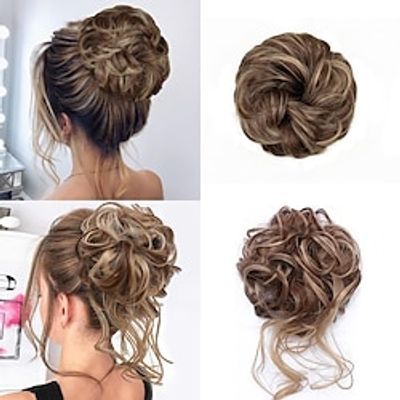 Messy Bun Hair Piece 2PCS Curly Wavy Messy Bun Scrunchie Hair Extensions with Elastic Rubber Band Wavy Curly Updo Chignon Hair Bun Ponytail for Women and Girls Lightinthebox