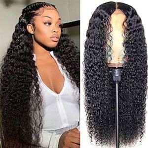 13x4 Curly Lace Front Wig Human Hair Brazilian Human Hair Wigs for Black Women 180% Density Kinky Curly Lace Front Wigs 30 Inch Curly Human Hair Wigs with Baby Hair Pre Plucked Curly Wigs Natural Colo Lightinthebox