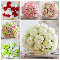 18 Heads Artificial Silk Rose Flowers Wedding Bride Bonquet Home Bedroom Decoration - thumbnail