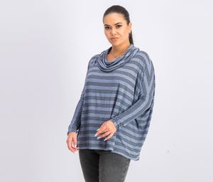 Womens Stripe Top  Blue Heather