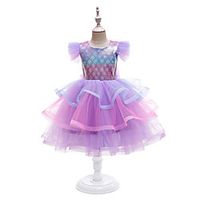 Kids Little Girls' Dress Cartoon Bow Purple Knee-length Sleeveless Cute Dresses Regular Fit Lightinthebox - thumbnail