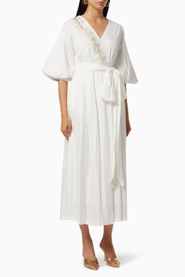 Beaded Wrap Dress with Belt Beaded Wrap Dress with Belt
