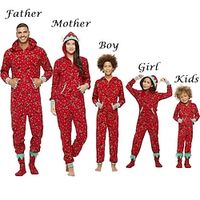 Family Christmas Pajamas Cartoon Home Print Red Long Sleeve Mommy And Me Outfits Active Matching Outfits Lightinthebox - thumbnail