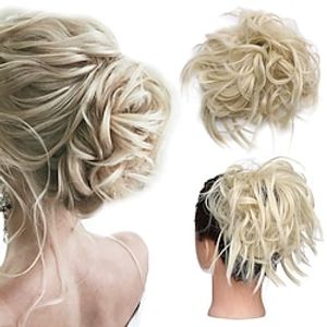 Messy Bun Hair Piece Fluffy Tousled Hair Bun Extension Synthetic Scrunchy Updo Hairpieces Scrunchies Wavy Up Do Donut Stretchy Elastic Wrap On Chignons For Women 45g #613C Lightinthebox