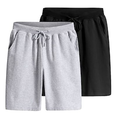 Men's Athletic Shorts Sweat Shorts Drawstring Elastic Waist Plain Outdoor Going out Fashion Streetwear Black Dark Blue Micro-elastic Lightinthebox