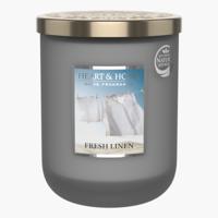 HEART & HOME Fresh Linen Large Glass Candle - 9 cms