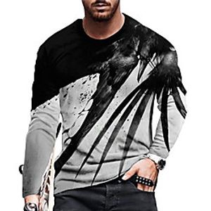 Men's Unisex Tee T shirt Shirt 3D Print Graphic Prints Bird Print Long Sleeve Daily Tops Casual Designer Big and Tall Gray miniinthebox