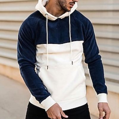 Men's Hoodie White Gray Hooded Color Block Patchwork Pocket Sports Outdoor Daily Holiday Streetwear Cool Casual Spring Fall Clothing Apparel Hoodies Sweatshirts miniinthebox Men's Hoodie White Gray Hooded Color Block Patchwork Pocket Sports Outdoor Daily Holiday Streetwear Cool Casual Spring Fall Clothing Apparel Hoodies Sweatshirts miniinthebox