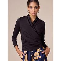 Black Set-in Sleeves Knotted Office Work Daily Blouse - thumbnail