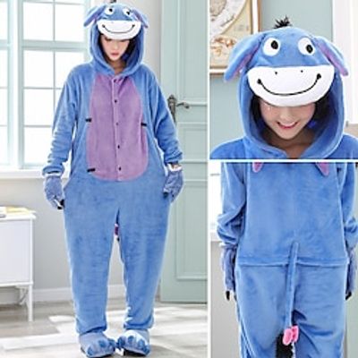 Adults' Kigurumi Pajamas Cartoon Donkey Animal Onesie Pajamas Funny Costume Terylene Cosplay For Men and Women Carnival Animal Sleepwear Cartoon miniinthebox