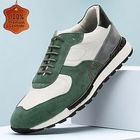 Men's Sneakers Formal Shoes Dress Shoes Sporty Athletic Office  Career Leather Italian Full-Grain Cowhide Comfortable Slip Resistant Lace-up Green Lightinthebox