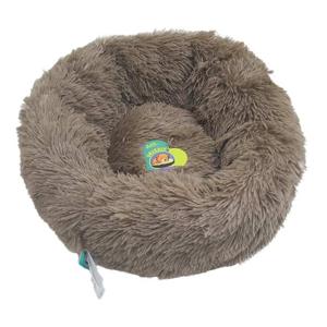 Grizzly Velor Round Plush Dark Beige Dog Bed Small - 50 x 15cm