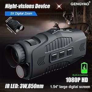 Built-in Battery Monocular Night Vision Device For Hunting Camping And Bird Watching - 1080P HD Infrared Telescope With 5X Digital Zoom And 11811.02inch Full Dark Viewing Distance Level 7 IR Functio miniinthebox